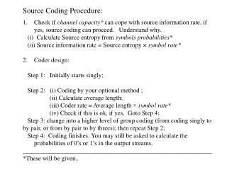 Source Coding Procedure: