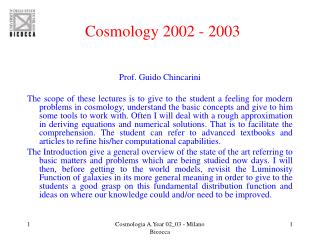 Cosmology 2002 - 2003