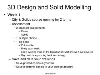 3D Design and Solid Modelling