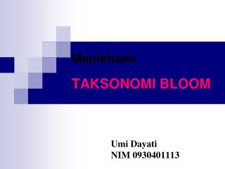 Memahami TAKSONOMI BLOOM