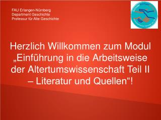 FAU Erlangen-Nürnberg Department Geschichte Professur für Alte Geschichte