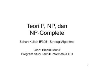 Teori P, NP, dan NP-Complete