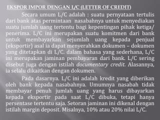 EKSPOR IMPOR DENGAN L/C (LETTER OF CREDIT )