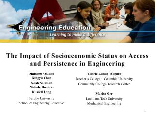 The Impact of Socioeconomic Status on Access and Persistence in Engineering