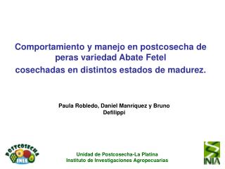 Comportamiento y manejo en postcosecha de peras variedad Abate Fetel