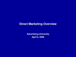 Direct Marketing Overview