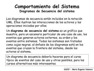 Comportamiento del Sistema Diagramas de Secuencia del sistema