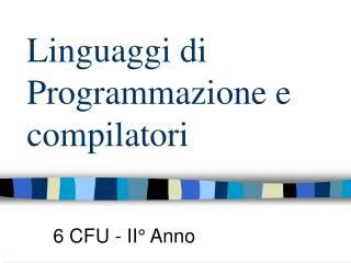 Linguaggi di Programmazione e compilatori