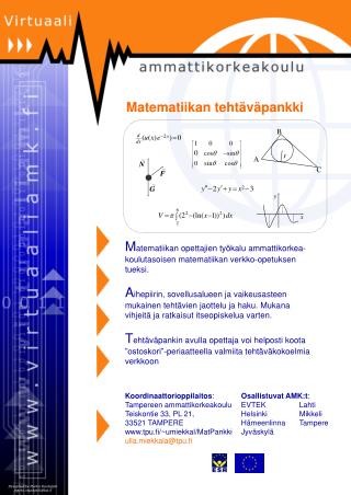 M atematiikan opettajien työkalu ammattikorkea-koulutasoisen matematiikan verkko-opetuksen tueksi.