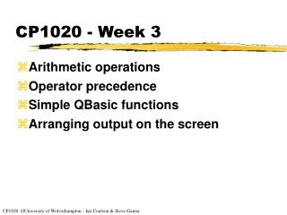 CP1020 - Week 3