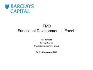 FMD Functional Development in Excel