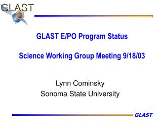 GLAST E/PO Program Status Science Working Group Meeting 9/18/03