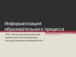 Информатизация образовательного процесса