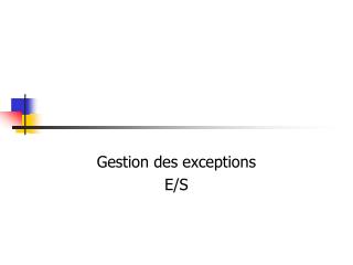 Gestion des exceptions E/S