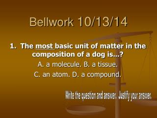 Bellwork 10/13/14