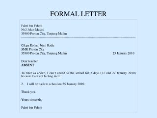 FORMAL LETTER