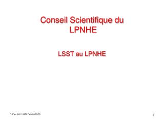 Conseil Scientifique du LPNHE LSST au LPNHE