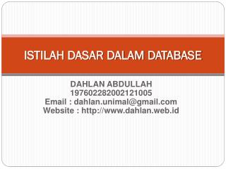 ISTILAH DASAR DALAM DATABASE