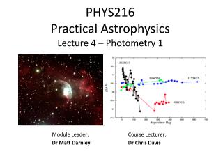 PHYS216 Practical Astrophysics Lecture 4 – Photometry 1