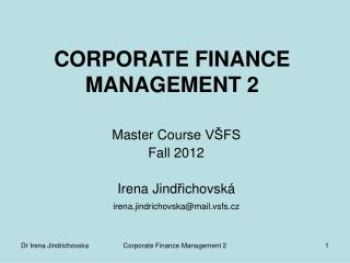 CORPORATE FINANCE MANAGEMENT 2