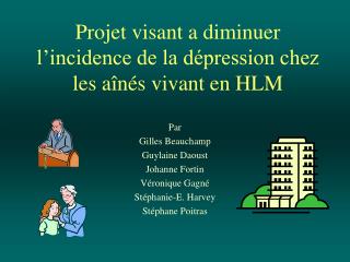 Projet visant a diminuer l’incidence de la dépression chez les aînés vivant en HLM