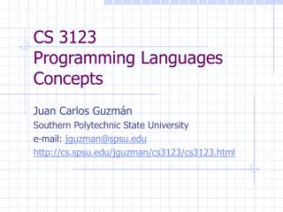 CS 3123 Programming Languages Concepts