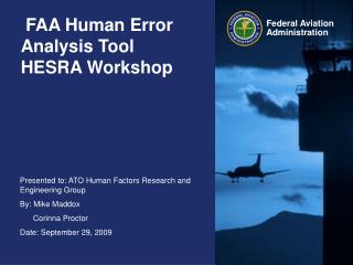 FAA Human Error Analysis Tool HESRA Workshop