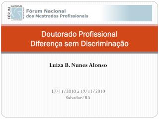 Doutorado Profissional Diferença sem Discriminação