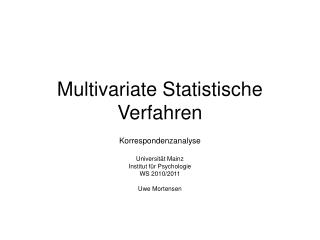 Multivariate Statistische Verfahren