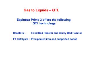 Gas to Liquids – GTL