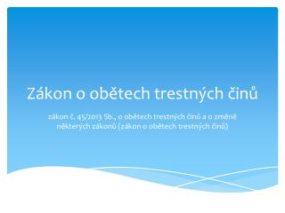 Zákon o obětech trestných činů