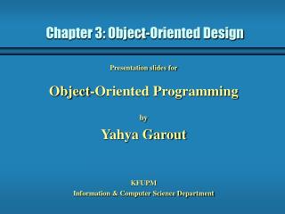 Chapter 3: Object-Oriented Design