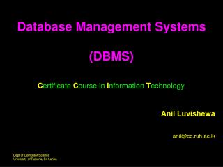 Database Management Systems (DBMS)