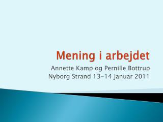 Mening i arbejdet
