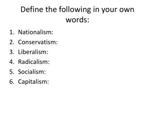 Define the following in your own words: