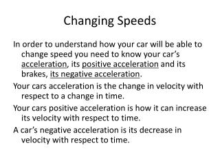 Changing Speeds