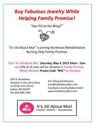 “It’s All About Moi ” is joining Northeast Rehabilitation Nursing Help Family Promise.