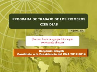 PROGRAMA DE TRABAJO DE LOS PRIMEROS CIEN DIAS