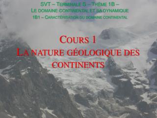 Cours 1 La nature géologique des continents