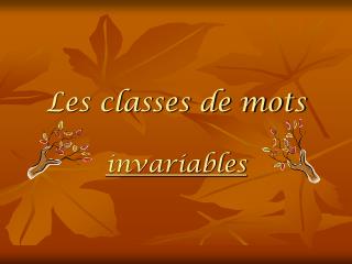 Les classes de mots