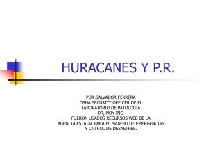 HURACANES Y P.R.