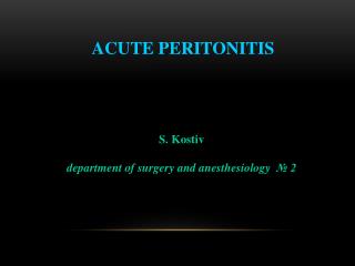 ACUTE PERITONITIS