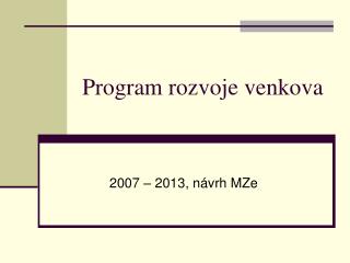 Program rozvoje venkova