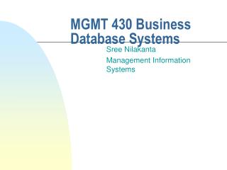 MGMT 430 Business Database Systems