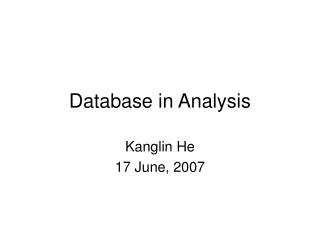 Database in Analysis