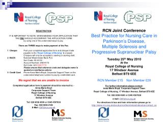 RCN Joint Conference Best Practice for Nursing Care in Parkinson’s Disease,