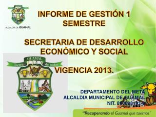 INFORME DE GESTIÓN 1 SEMESTRE SECRETARIA DE DESARROLLO ECONÓMICO Y SOCIAL VIGENCIA 2013.