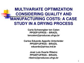 MULTIVARIATE OPTIMIZATION