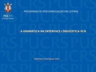 A GRAMÁTICA NA INTERFACE LÍNGUÍSTICA-PLN