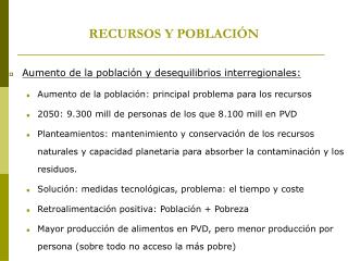 RECURSOS Y POBLACIÓN